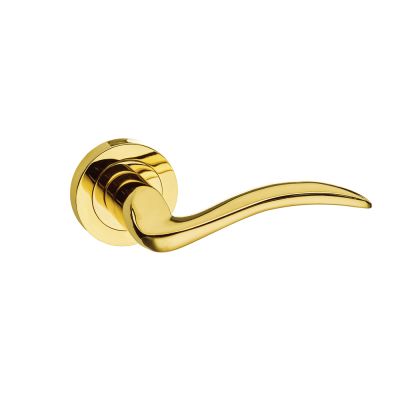 Mediterranean Valencia Polished Brass Lever on Round Rose (Pair) | T2019