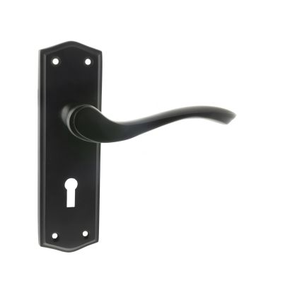 Atlantic Old English Warwick Key Lever Door Handle on Backplate - Matt Black | T2566