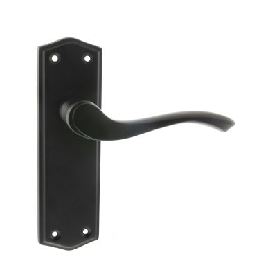 Atlantic Old English Warwick Door Handle on Backplate - Matt Black | T2567