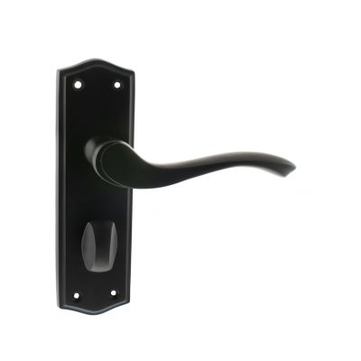 Atlantic Old English Warwick WC Door Handle on Backplate - Matt Black | T2568