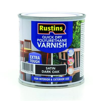 Rustins Quick Dry Polyurethane Varnish - Satin Dark Oak (500ml)