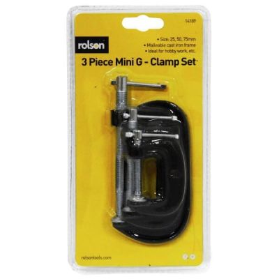 Rolson 3pc Mini G-Clamp Set