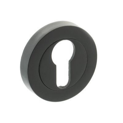 STATUS Matt Black Euro Escutcheon on Round Rose (Pair) | T2048