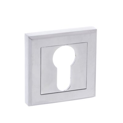 STATUS Satin Chrome Euro Escutcheon on Square Rose (Pair) | T2062