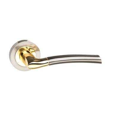STATUS Indiana Satin Nickel/Polished Brass Lever on Round Rose (Pair) | T2116