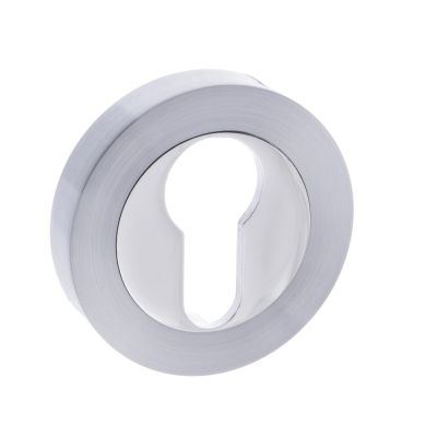 STATUS Satin/Polished Chrome Euro Escutcheon on Round Rose (Pair) | T2051