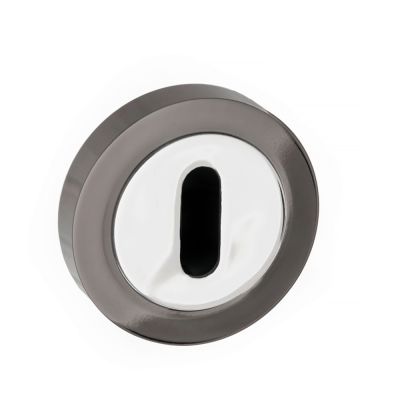 STATUS Black Nickel/Polished Chrome Key Escutcheon on Round Rose (Pair) | T2065