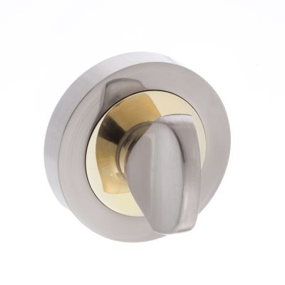 STATUS Satin Nickel/Polished Brass WC Turn & Release on Round Rose