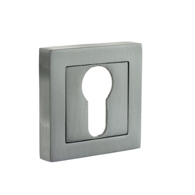 STATUS Satin Chrome Euro Escutcheon on S4 Square Rose (Pair) | T2057