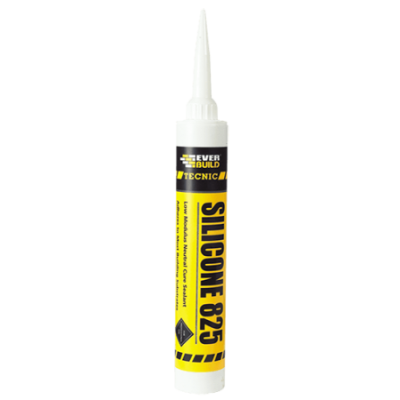 Box of Sikasil 825 Everbuild Tecnic LM Silicone Sealant (380ml)  White- 