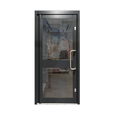 Aluminium Single Door Double Glazed with Midrail - Anthracite Grey RAL 7016 (PAS24)