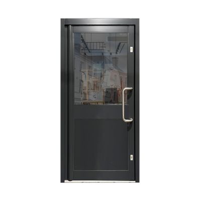 Aluminium Single Door Double Glazed with Half-Panel - Anthracite Grey RAL 7016 (PAS24)