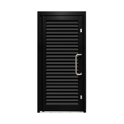 Aluminium Single Door Louvred - Black RAL 9005 (PAS24)