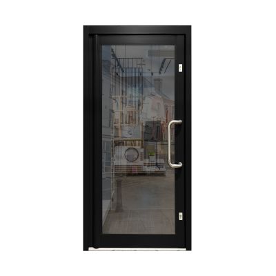 Aluminium Single Door Double Glazed All Glass - Black RAL 9005 (PAS24)