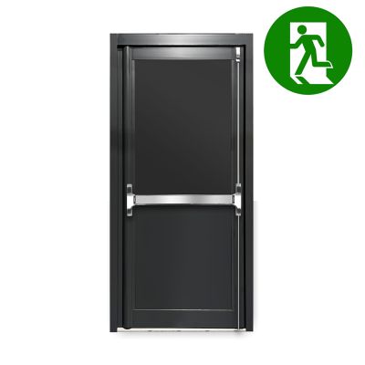 Aluminium Single Door Fire Exit Full Panel - Anthracite Grey RAL 7016 (PAS24)