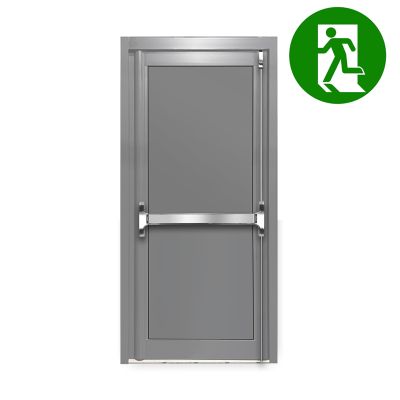 Aluminium Single Door Fire Exit Full Panel - Mid Grey RAL 7040 (PAS24)