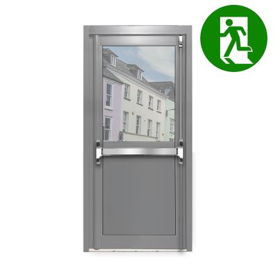 Aluminium Single Door Fire Exit Half Panel - Mid Grey RAL 7040 (PAS24)