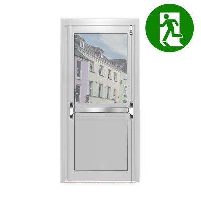 Aluminium Single Door Fire Exit Half Panel - White RAL 9010 (PAS24)
