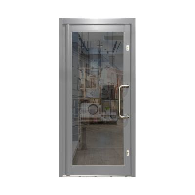 Aluminium Single Door Double Glazed All Glass - Mid Grey RAL 7040 (PAS24)