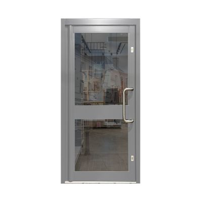 Aluminium Single Door Double Glazed Midrail - Mid Grey RAL 7040 (PAS24)