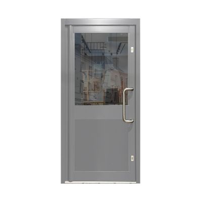 Aluminium Single Door Double Glazed Half-Panel - Mid Grey RAL 7040 (PAS24)