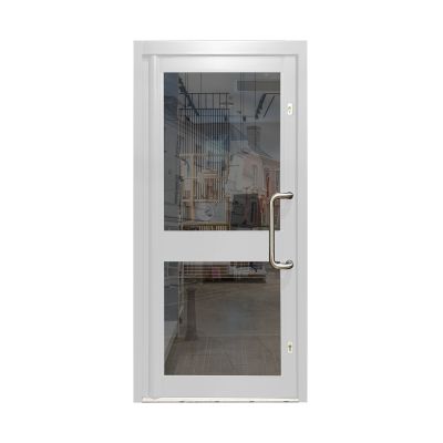Aluminium Single Door Double Glazed with Midrail - White RAL 9010 (PAS24)