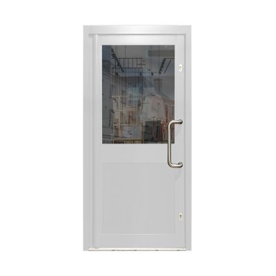 Aluminium Single Door Double Glazed with Half-Panel - White RAL 9010 (PAS24)