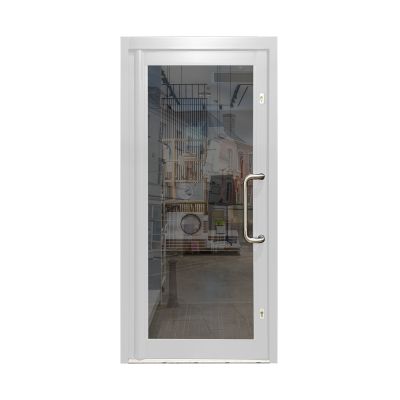 Aluminium Single Door Double Glazed All Glass - White RAL 9010 (PAS24)