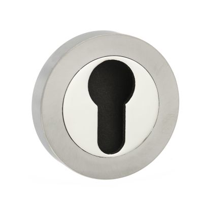 STATUS Euro Escutcheon on Round Rose - Satin Nickel/Nickel Plate (Pair)