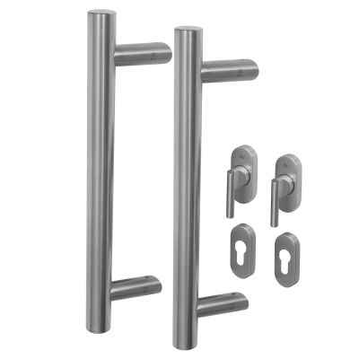 BLU Offset Round T Bar Handle for Straight Slide Doors - 316 Stainless Steel 