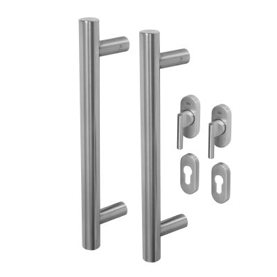 BLU Inline Round T Bar Pull Handle for Straight Slide Doors - 316 Stainless Steel 