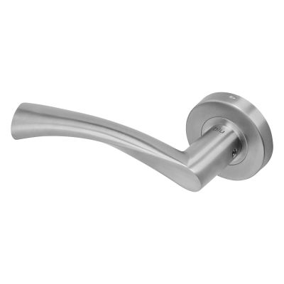 BLU WH900 Wing Lever Door Handle on Round Rose - Satin Stainless Steel (316 Marine Grade)