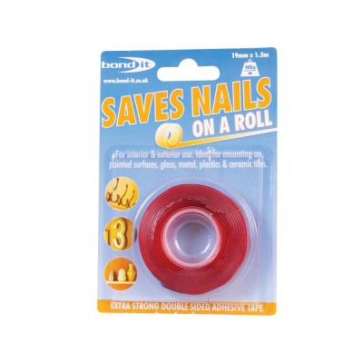 Bond-It Saves Nails Double Sided Adhesive Tape - Clear (19mm x 1.5m)