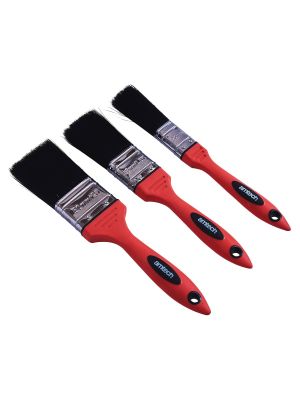 3pc No Bristle Loss Paint Brush Set - Soft Handle