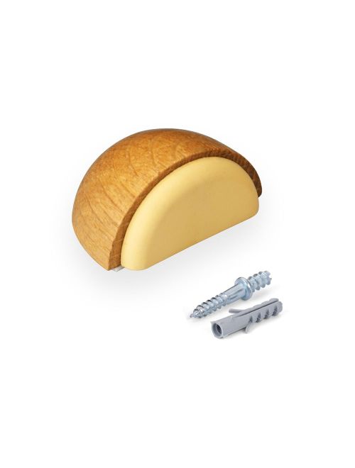 Adhesive Wooden Door Stop with Screws - Oak| F2003