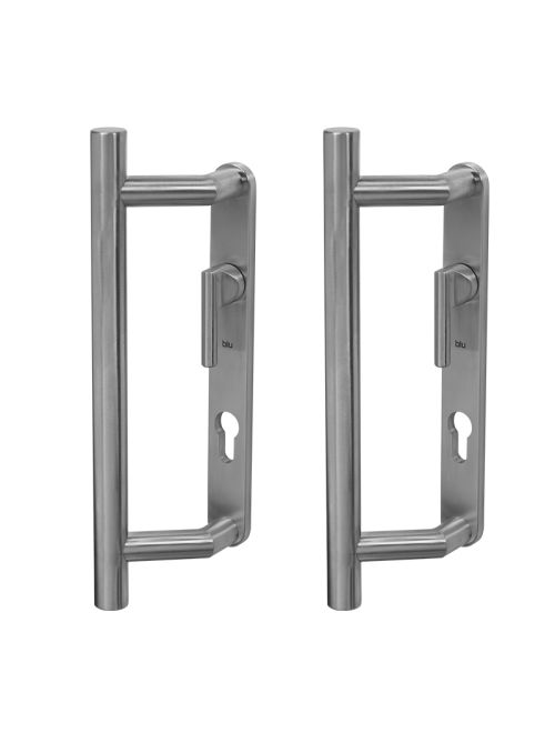 BLU KM9 Series 316 Stainless Steel Patio Door Handles Pair (Both Plates Lever & Euro Cut Out) | F3101
